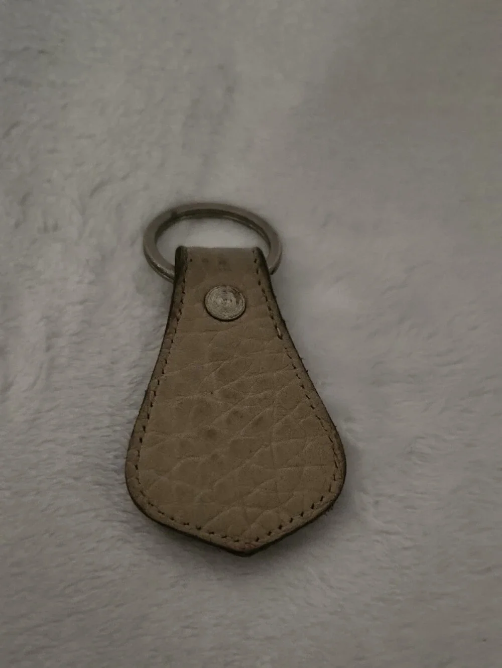Dooney & Bourke Brown and Cream Leather Key Fob with Brass Medallion